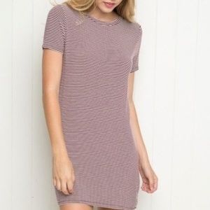 Brandy Melville - Red and White Stripped T Shirt Dress
